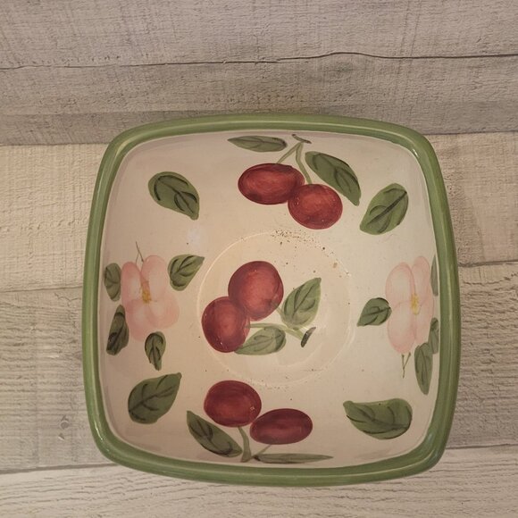 Tabletops Unlimited Sorbet Tropical Fruit Bowl Hand-Painted Ceramic With Cherry - Picture 3 of 6